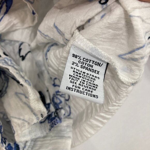 Habitat Large Blue White Floral Cotton Textured Long Sleeve Button Down Relaxed - Picture 9 of 11